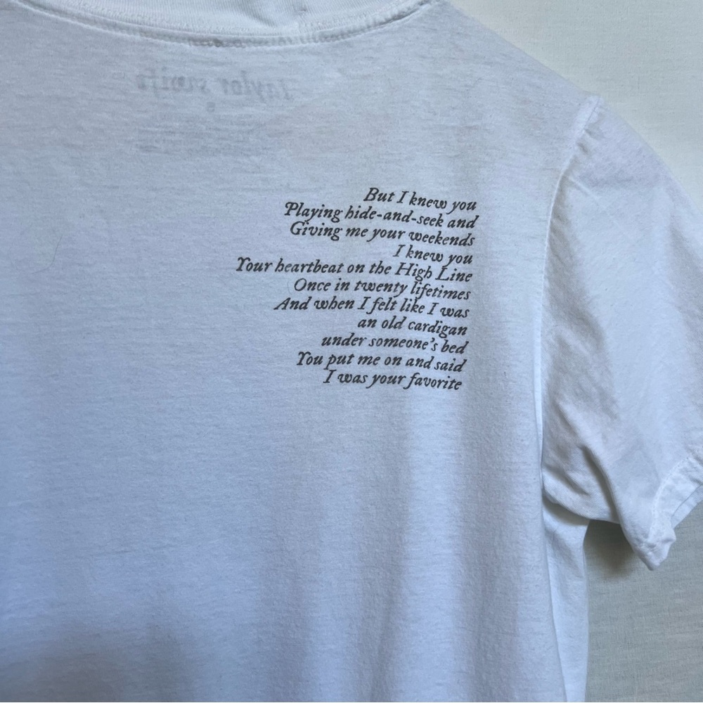 Taylor Swift Folklore 100% Cotton Monochrome Graphic Tee in White - Picture 5 of 9